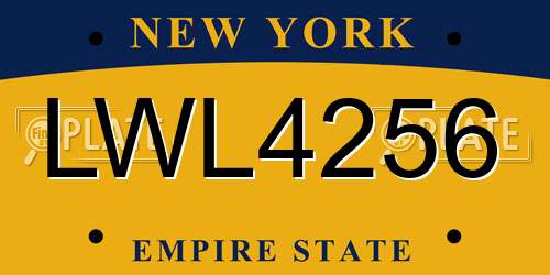 LWL4256 New York License Plate