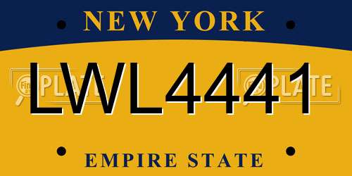 LWL4441 New York License Plate