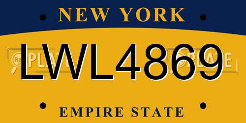 LWL4869 New York License Plate