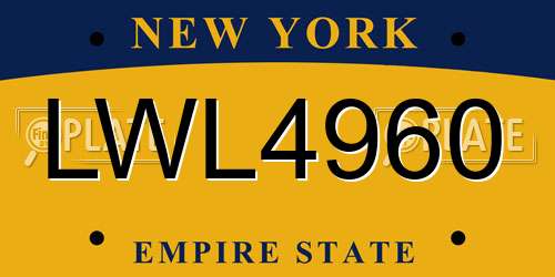 LWL4960 New York License Plate