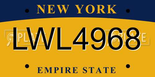 LWL4968 New York License Plate