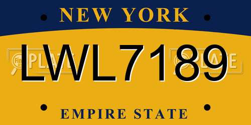 LWL7189 New York License Plate