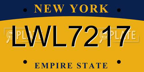 LWL7217 New York License Plate