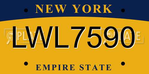 LWL7590 New York License Plate