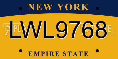 LWL9768 New York License Plate