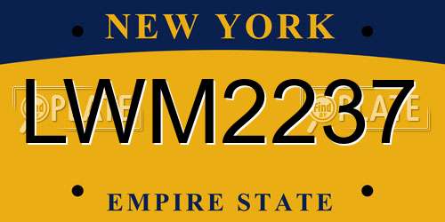 LWM2237 New York License Plate