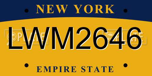 LWM2646 New York License Plate