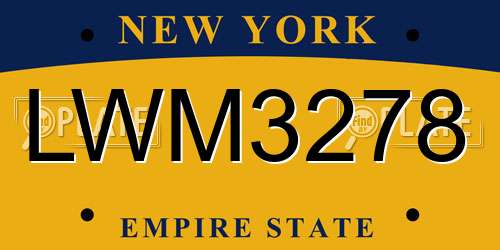 LWM3278 New York License Plate