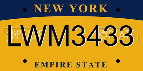 LWM3433 New York License Plate