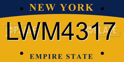 LWM4317 New York License Plate