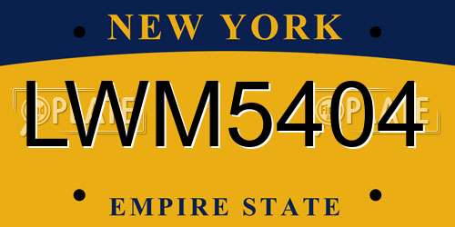 LWM5404 New York License Plate