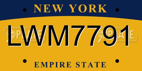 LWM7791 New York License Plate