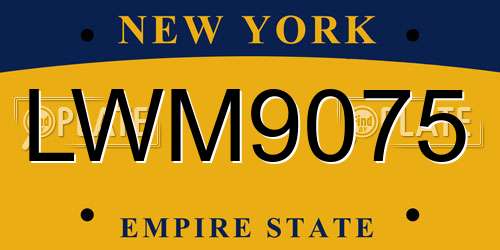 LWM9075 New York License Plate