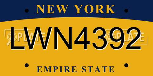 LWN4392 New York License Plate