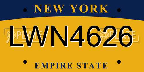 LWN4626 New York License Plate