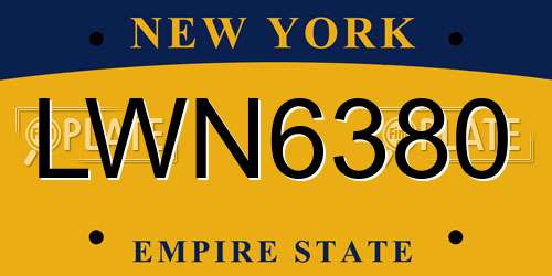 LWN6380 New York License Plate