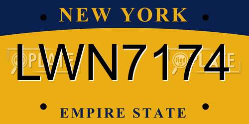 LWN7174 New York License Plate