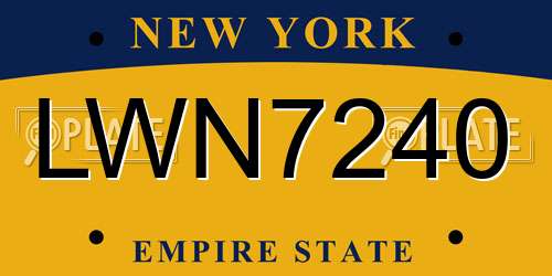 LWN7240 New York License Plate