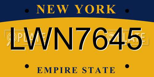 LWN7645 New York License Plate