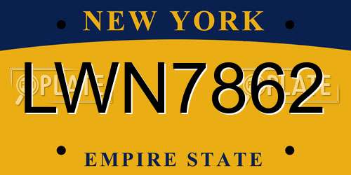 LWN7862 New York License Plate