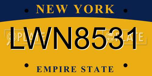 LWN8531 New York License Plate