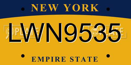 LWN9535 New York License Plate