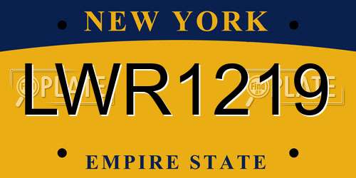 LWR1219 New York License Plate