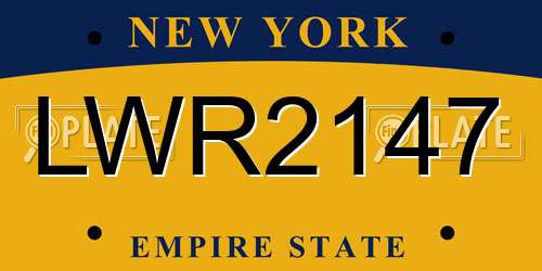 LWR2147 New York License Plate