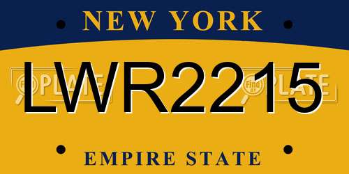 LWR2215 New York License Plate