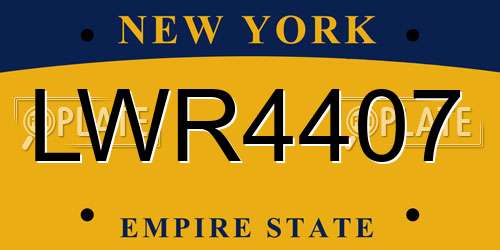 LWR4407 New York License Plate