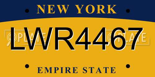 LWR4467 New York License Plate