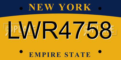 LWR4758 New York License Plate