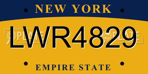 LWR4829 New York License Plate