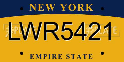 LWR5421 New York License Plate