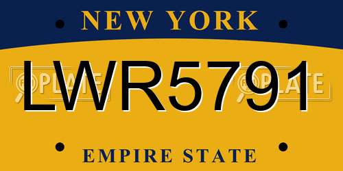 LWR5791 New York License Plate