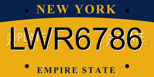 LWR6786 New York License Plate