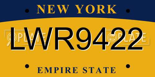 LWR9422 New York License Plate