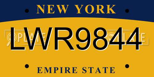 LWR9844 New York License Plate