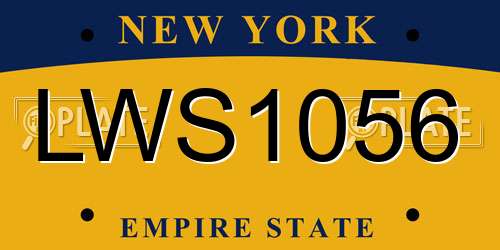 LWS1056 New York License Plate