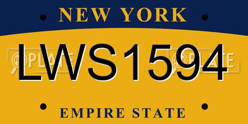 LWS1594 New York License Plate
