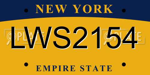 LWS2154 New York License Plate