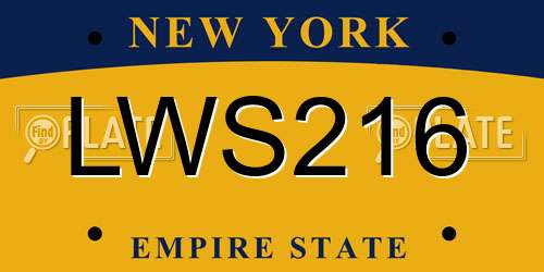 LWS216 New York License Plate
