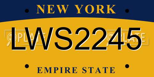 LWS2245 New York License Plate