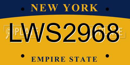 LWS2968 New York License Plate