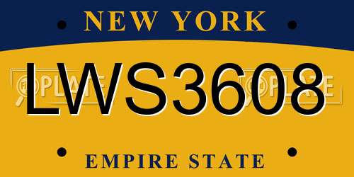 LWS3608 New York License Plate