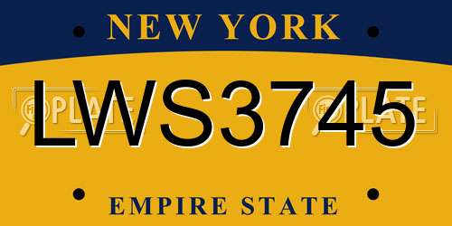 LWS3745 New York License Plate