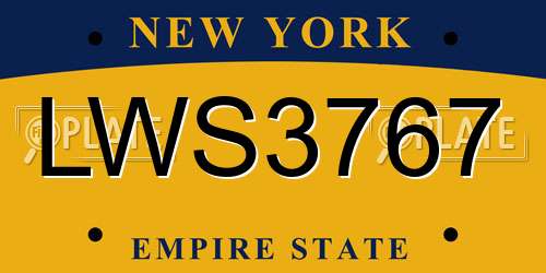 LWS3767 New York License Plate