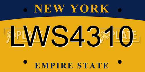 LWS4310 New York License Plate