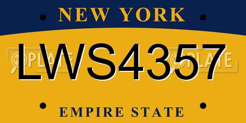 LWS4357 New York License Plate