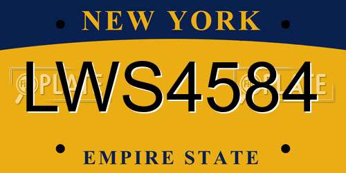 LWS4584 New York License Plate